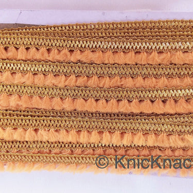 Latte Brown Tassels Trim, Gold Fringe Trim, Beaded Trim